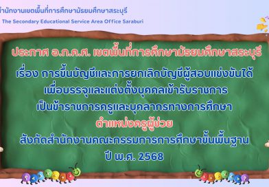 การขึ้นบัญชีและการยกเลิกบัญชีผู้สอบแข่งขันได้ เพื่อบรรจุและแต่งตั้งบุคคลเข้ารับราชการเป็นข้าราชการครูและบุคลากรทางการศึกษา ตำแหน่งครูผู้ช่วย สังกัด สพฐ. ปี พ.ศ. 2568