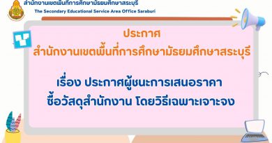 ประกาศผู้ชนะการเสนอราคา ซื้อวัสดุสำนักงาน โดยวิธีเฉพาะเจาะจง