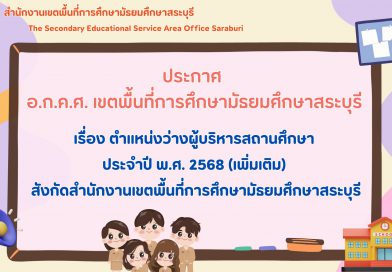 เรื่อง ตำแหน่งว่างผู้บริหารสถานศึกษา ประจำปี พ.ศ. 2568 (เพิ่มเติม) สังกัด
