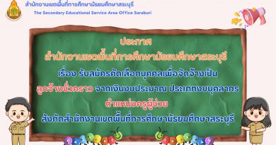 รับสมัครคัดเลือกบุคคลเพื่อจัดจ้างเป็นลูกจ้างชั่วคราว จากเงินงบประมาณ ประเภทงบบุคลากร ตำแหน่งครูผู้ช่วย สังกัด สพม.สบ